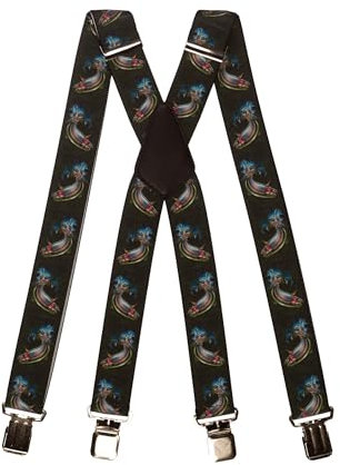 Olata längenverstellbare Jagd Hosenträger X-Form mit geprägten Clips - Regenbogenforelle