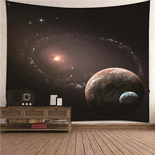 CEVAN Wandteppich Psychedelic XXL Wanddecke Anime Planet des Universums Wandbehang Zum Knüpfen Wandtuch Kinderzimmer Kunst Dekorationen Decke Wandbehang Stoff Schwarz 260x240cm