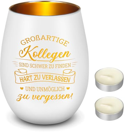 Nuenen Photophore pour Collègues avec 2 Bougies Rondes en Paraffine Photophore en Verre avec Inscription Coffret Cadeau de Bougeoir en Verre Photophore Gravé Idée Cadeau pour Anniversaire Départ