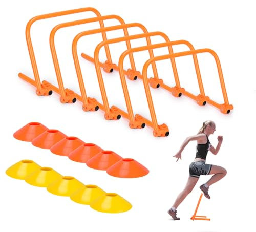 BOOSTEADY Speed Hürden für Training Agility Hürden Kit Multi-Sport Trainingshilfe Koordinationshürden Hürden Set Trainingsgeräte 6er Set für Fußball Basketball