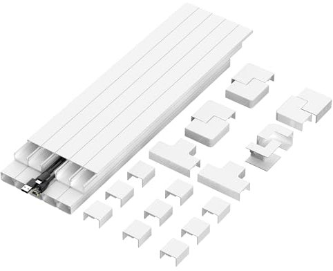 Mount-It! TV Cord Hider Cable Management Raceway Kit, 157'' Wall Cable Concealer Kit, Cable Cover Channels, TV Cable Hider, Paintable Wire Covers for Cords, Incl. Corners and Connectors - White