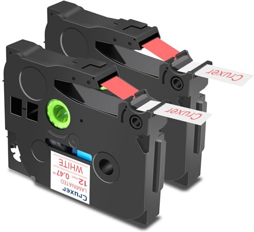 Cruxer 2er-Packung Kompatibel für Brother P-touch TZe-232 White Laminierte Bänder，Roter auf Weiß 0,47'' 12mm x 8m Schriftband Ersatz für Brother PT-H100R PT-200 PT-H105 PT-H110 PT-D410 PT-E110VP