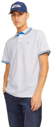 JACK & JONES Men's Jjepaulos Polo Ss Noos Shirt, White/Detail: neon, L