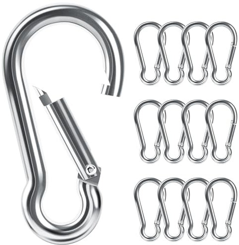 Caianwin 12 Stück Karabinerhaken,M4*40mm Karabiner Tragfähigkeit bis zu 54kg karabinerhaken klein aus verzinktem Stahl für Rucksack,Hundeleine,Camping,Reisen,Wandern