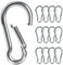 Caianwin 12 Stück Karabinerhaken,M4*40mm Karabiner Tragfähigkeit bis zu 54kg karabinerhaken klein aus verzinktem Stahl für Rucksack,Hundeleine,Camping,Reisen,Wandern