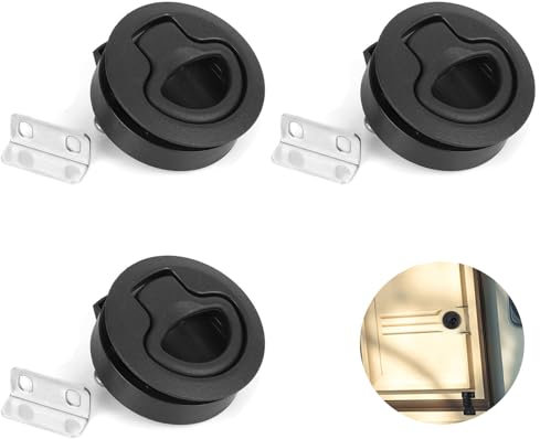 3 Stück Push Lock Schloss Wohnmobil, Camping Schubladen Verschluss, Wohnmobil Schubladenverriegelung, Pull Lock Möbelschloss, Für Wohnmobil Camper Ausbau Druckschloss (Schwarz)