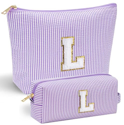 Parima Kosmetiktasche Mädchen Weihnachten - Personalisierte Geschenke Reise Make Up Tasche Damen Geburtstagsgeschenk für Frauen Mädchen Kinder Geschenke für Frauen Kinder Buchstaben Kosmetiktasche L