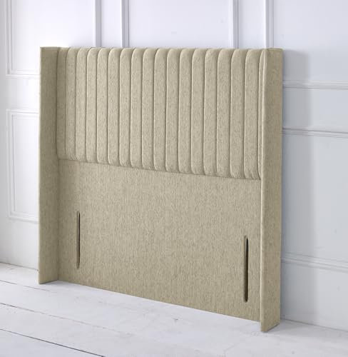 Multipanel Ottoman Winged Divan Bed Headboard | Plush Velvet Headboards for 4ft6 Double Size Bed | Elegant design with wooden material headboards for beds (Cream, 4ft6 Double Height-50inch)