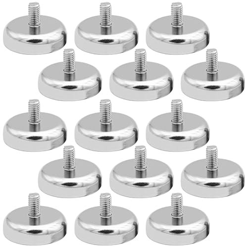 15 x Neodym Magnete Ø 20mm mit M4 Gewinde, 14kg Haftkraft Magnetsysteme, Runde Neodym Magnete mit Gewinde, Extra Stark Magnete für Schrauben Öse oder Haken