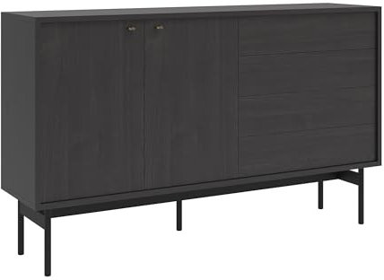 Selsey Kommode Aufbewahrungsschrank 2 Türen 4 Schubladen Schrank Schubladenschrank Push to Open 154 cm Olar Portland Esche