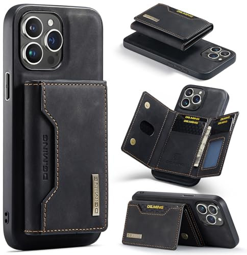 ZORSOME for iPhone 15 Pro Max Wallet Case, 2 in 1 Detachable Leather Wallet Case for iPhone 15 Pro Max,Magnetic Wallet Protective Case with Stand + Card Holder,Black