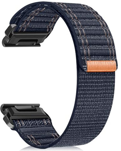 ZoRoll 20 mm QuickFit Armband für Garmin Fenix 8 43 mm/Fenix 7S Pro Solar/7S/6S/6S Pro/5S/5S Plus, Wellenmuster Nylon Sport Loop Ersatzarmband für Garmin Descent Mk3S/Mk3Si/Mk2S - DunkelBlau