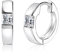 Silber 925 Creolen Kleine Ohrringe, ALEXCRAFT Silber 925 Ohrringe Creolen Dick Breit Kleine Knorpel Huggie Kreolen Creolen mit Stein Eckig Zirkonia Ohrringe Glitzer Kleine Mini Creolen Damen Mädchen