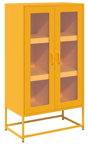 vidaXL Highboard Senfgelb 68x39x123 cm Stahl, Sideboard, Seitenschrank, Aufbewahrungsschrank, Schrank, Sideboard, Hochschrank, hohes Sideboard