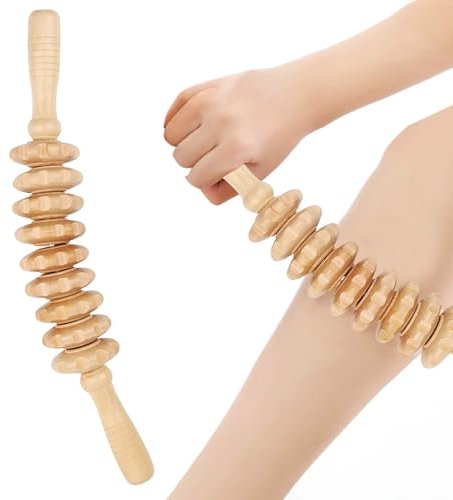 Faszienstab Holz Premium Massageroller - Körperroller für Beine und Nacken, Muskelentspannung, Körperformung