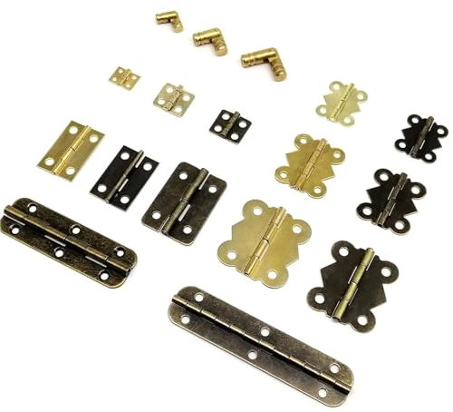 Mini Lengthened Antique Brass Bronze Jewelry Chest Gift Wooden Music Box Wine Case Dollhouse Cabinet Door Hinge with Screw 12Pcs(D 15x65mm Bronze)