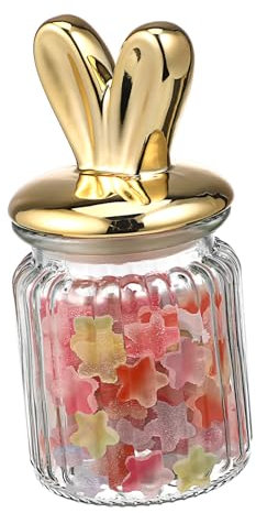 TOPPERFUN Glas Vorratsglas Mit Hasenohren Multifunktionaler Snackbehälter Für Küche Und Haushalt Langlebig Und Luftdicht Zur Aufbewahrung Von Süßigkeiten Und Lebensmitteln Klein