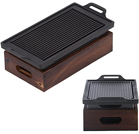 BBQ Baking Tray, Griglia Senza Fumo Antiaderente Doppio Uso Base Doppio Spessore con Design Inclinato per una più Sana per 3-5 Persone