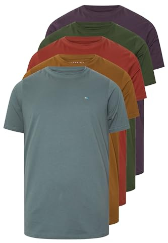 BadRhino Big & Tall/Blue/Red/Green/Purple 5 Pack Core T-Shirts - Men's - Plus Size Curve