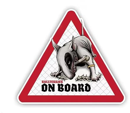 Bullterrier On Board Auto-Aufkleber, Reflektierend, Wasserfest, Lustige Bullterrier PVC Aufkleber, für Auto, Laptop, Kühlschrank ((15cm/5.91inch))