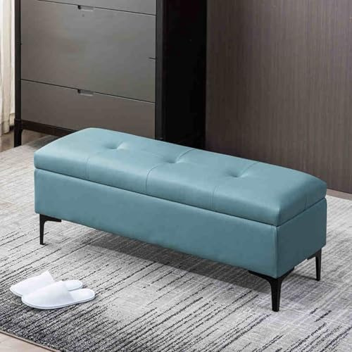 GHFXSCV Türkiser Ottoman mit Stauraum aus Kunstleder: Eleganter Pouf für Wohnzimmer und Schlafzimmer. Perfekte Fußstütze und multifunktionale Bank mit modernem Design. Platzsparende Lösung