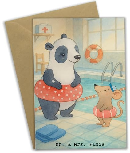 Mr. & Mrs. Panda jubiläumskarte Otter Schwimmen Design - Geschenk, einladungskarten, glückwunschkarten, weihnachtskarten, Klappkarte, dankeskarten, Grußkarten, Schwimmkurs, Wassersport