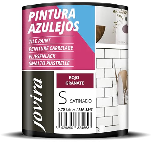 JOVIRA PINTURAS Pintura para Azulejos al Agua, Satinado. Da una imagen nueva a tu cocina y baño. (750 Mililitros, Rojo Granate) -T