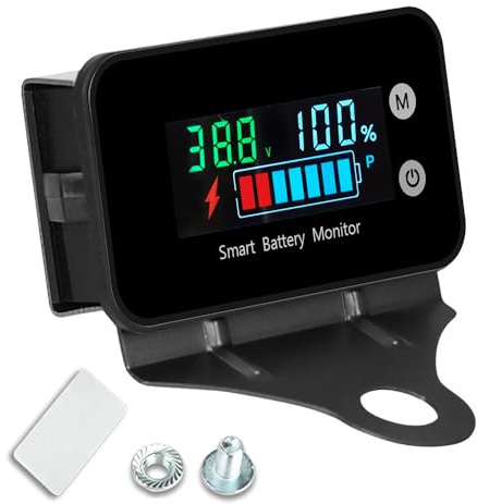 KBIBCK Contrôleur de batterie étanche IPX7 12 V 24 V 36 V 48 V 60 V 72 V Testeur de capacité de la batterie Capteur de température Alarme pour voiturette de golf, camping-car, moto, voiture
