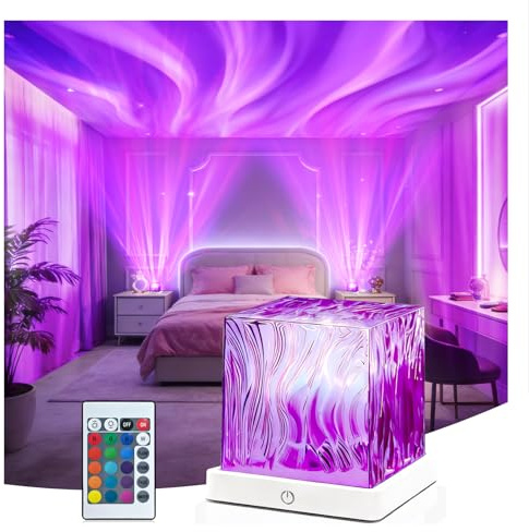 HUMIIEYE Nordlicht-Projektor, 1800 mAh, batteriebetriebener Aurora-Nachtlicht-Würfel, 16 Farben, Fernbedienung, Stimmungsbeleuchtung, Galaxie-Projektor, trendige, niedliche Sachen für Kinder, Teenager