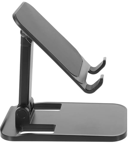VILLCASE Desktop Phone Holder Live Stream Phone Holder Anti-slip Not Easy to Deform Aluminium Alloy Solid Metal Material Universal Black for Office Desk and Study Room