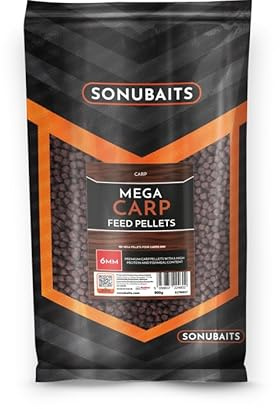 Sonubaits Mega Carp Pellets – Premium Karpfenpellets mit Hohem Protein- und Fischmehlgehalt - Grobe: 6mm