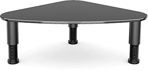 Tempered Glass Computer Monitor Riser/Triangle Save Space Desktop Corner Stand for Computer Monitor & Laptop Black HD01B-003