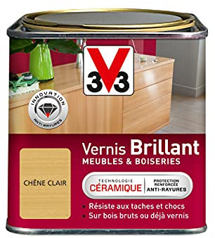 V33 Vernis intérieur Brillant meubles & boiseries, Chêne clair 0,5L