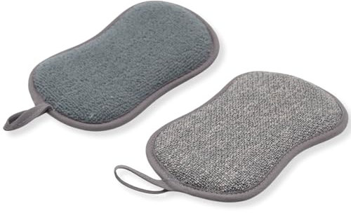 KOOK TIME Estropajo Cocina - Esponjas Mágicas de Cocina - Estropajos de Microfibra de Doble Cara, Que no Rayan, para Platos, Ollas y Superficies Delicadas - Pack de 6 Estropajos Cocina (Gris)