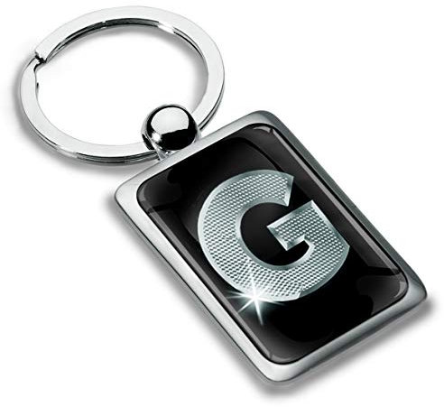 Biomar Labs® Schlüsselanhänger Buchstabe Metall Keyring Buchstaben Initialen Alphabet Autoschlüssel Geschenk Metall-Schlüsselanhänger Schlüsselbund Edelstahl Silber G, KK 85