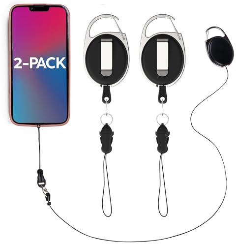 Assured Retractable Phone Tether - Never Lose Your Device With Our Durable Leash - Anti-Theft and Anti-Drop Lanyard - 2 Pack