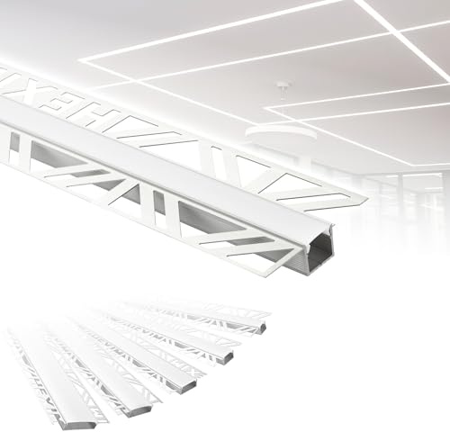 HEXIM LED Trockenbauprofil Alu Unterputzprofil LED Profil (20 Meter / 10 Profile) inkl. Abdeckung opal Trockenbauleiste Einbauprofil Schiene Decke Wand (ALED-1, Leuchtbreite 12mm)