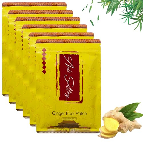 60pcs Ginger Detox Foot Pads - Anti-Swelling Ginger Detoxing Patches for Foot Care, Stress Relief, Improved Sleep