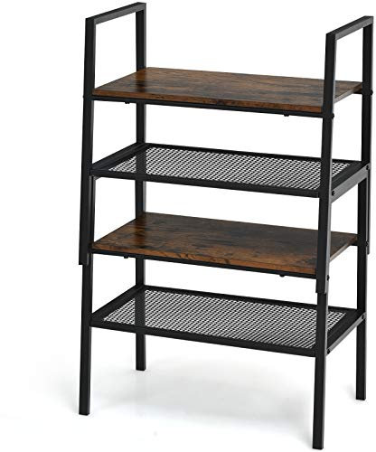 GOPLUS Lagerregal, Standregal mit 2 Ebenen, Offene Regale, Industrieller Stil, Küchenregal Schuhregal, Bücherregal für Wohnzimmer & Arbeitszimmer (2 Stück)