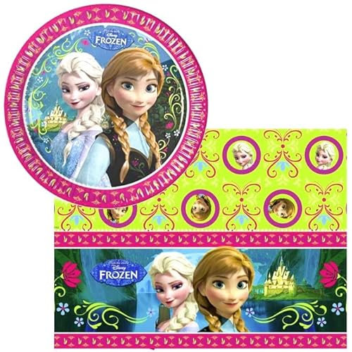 Blue Frog Toys Frozen Party - 8 Paper Plates and 1 Tablecover