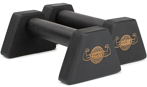 WOODPOWER® PowerBars Holz-Parallettes für Liegestütze, Liegestützgriffe Holz, Handstände, Yoga & Calisthenics, rutschfest, für Indoor & Outdoor, gelenkschonend, Körpergewichtstraining (XS, Black)