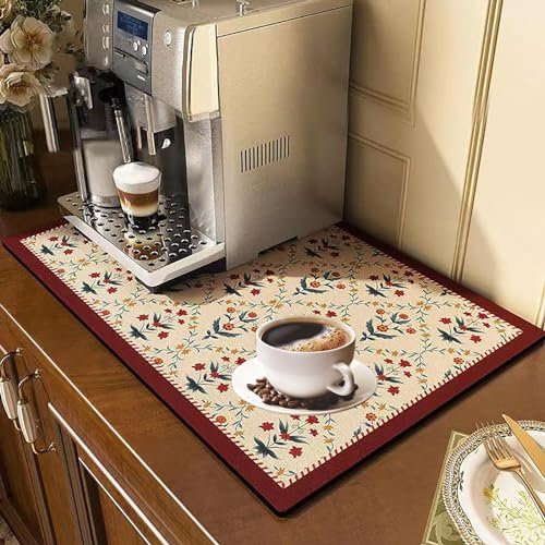 ZVO Dish Drying Mat, Quick-Drying, 20''x 16''Absorbent Underlay for Coffee Machine, Non-Slip Rubber Sole, Absorbent Drying Mat for Kitchen, Pets, Sink, 40 x 50 cm-2