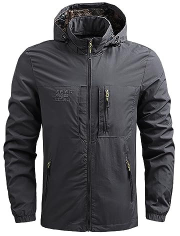 Veste de pluie pour homme - Imperméable - Avec capuche - Coupe-vent - Poncho de pluie - Veste de cyclisme - Veste d'été - Rouge blanc bleu clair - Été - Bleu - Taille 3XL, gris, XXXXXL