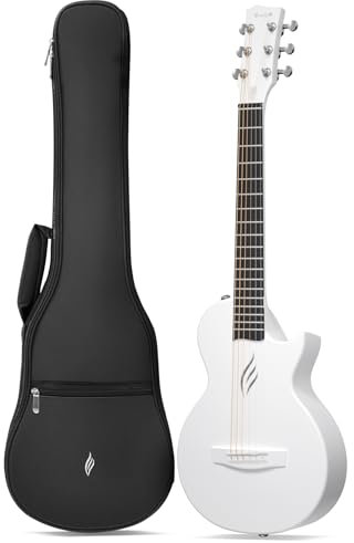 Enya Nova Go Mini Gitarre – Weiß 1/4 Akustik Gitarre Kohlefaser Reise Gitarre für Erwachsene Anfänger Starter Set Kinder Musikalische Aufklärung per Ostern Geburtstag Weihnachten Geschenk