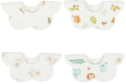 Vicloon Baby Lätzchen,4 Stück Musselin Halstücher, Weiche Absorbierende und wasserdicht Sabberlätzchen Spucktücher Baby mit Druckknopf für Baby Jungen und Mädchen Kleinkinder