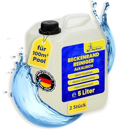 Mr. Perfect - Hocheffektiver Pool Randreiniger alkalisch 2x5L | Poolrandreiniger für Folienpools | Effektiver Pool Folienreiniger | Beckenrandreiniger Pool für Fliesen, Keramik und Folie