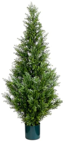 Leflos Künstlicher Zeder Topiary Baum, 120cm Faux Zypresse Baum, Artificial Cypress Tree deko für Wohnzimmer, Büro, Fest & Party