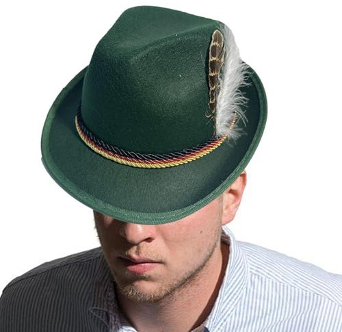 Deutsche Oktoberfest Hüte, Trachtenhut Mit Feder, Bayern Hut Oktoberfest, Bayerischer Hut Mit Feder, Bayern Trachtenhut Filzhut, Bayerischer Fedora Hut, Jägerhut Filz Karneval Fasching Für Oktoberfest