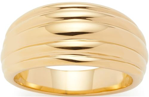 JEWELS BY LEONARDO Ring Elisabeth • Band-Ring aus goldfarbenem Edelstahl • Gr. 19 (60) • umlaufende Linien • verjüngende Form • Schmuck Geschenk für Frauen • 025302