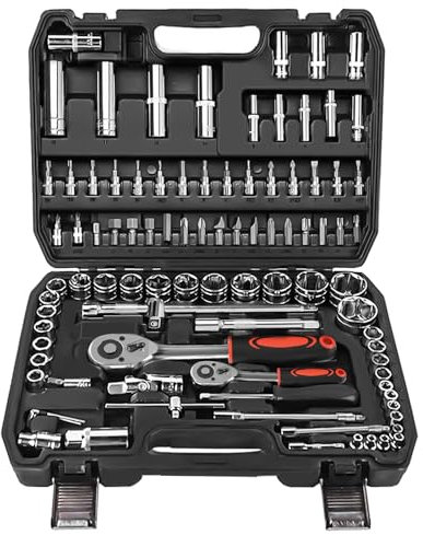 94 Piece Socket Ratchet Spanner Set - Ratchet Spanner Screwdriver Bit Set with Various Sockets & Extension Bars & Adapter for Home Car Repair